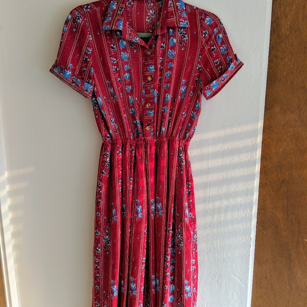 Vintage 80s Chalet Blanc Midi Dress